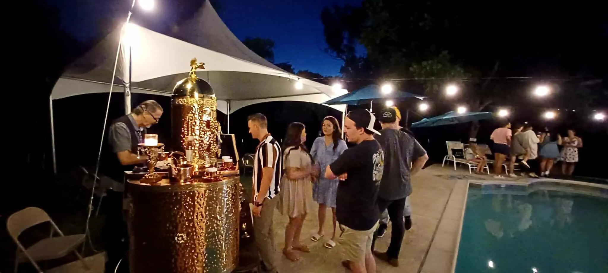 Chic Coffee Events bar arranged at a poolside celebration